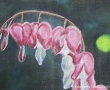 Canvas painting of a bleeding heart flower