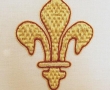 Fleur de lis symbol ecclesiastical metal thread goldwork hand embroidery/embroidered