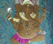 hand appliqué embroidery/embroidered Ganesha Hindu god in kid leather with some corded edges